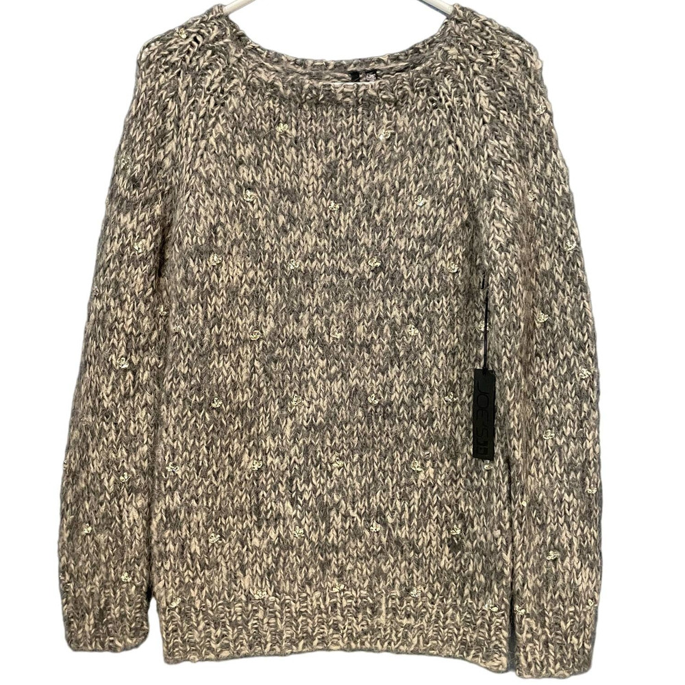 Joes Jeans Womens Barre Sweater Size S Heather Gray Alpaca Blend Rhinestones NWT